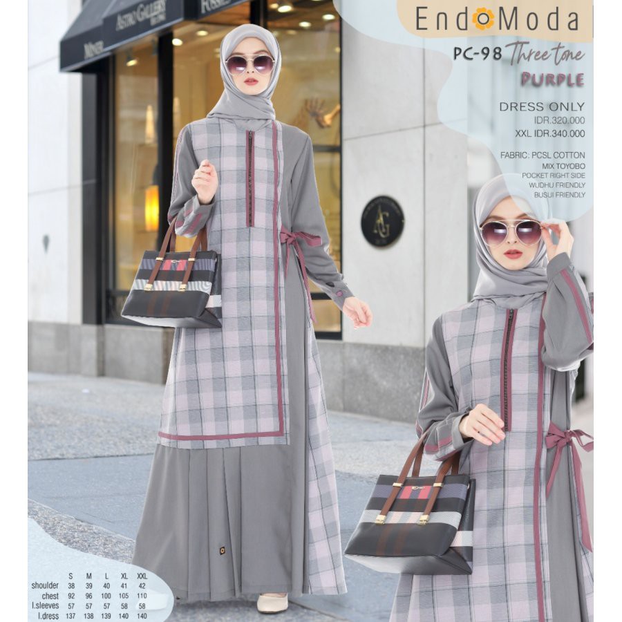 KOLEKSI DRESS ENDOMODA TERBARU 2021 / ENDOMODA PC 98 THREE TONE / GAMIS ENDOMODA PC 98 /GAMIS MODERN