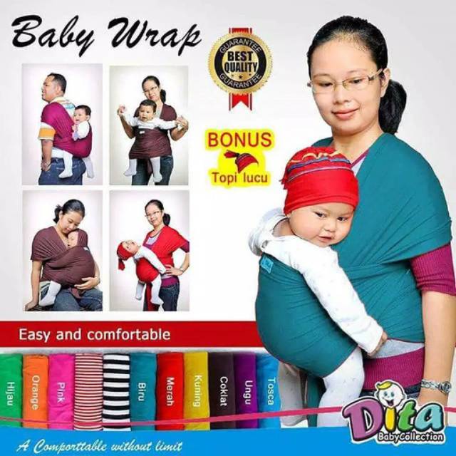 BONUS TOPI BAYI / BABY WRAP GEDONGAN KANGGURU BABY WRAP DITA GENDONGAN BARU LAHIR GENDONGAN