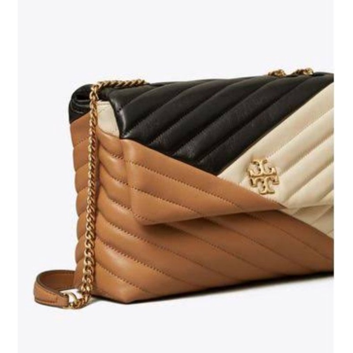 Tory Burch Kira Chevron Convertible Shoulder Bag Medium 27 Cm - Tiramisu