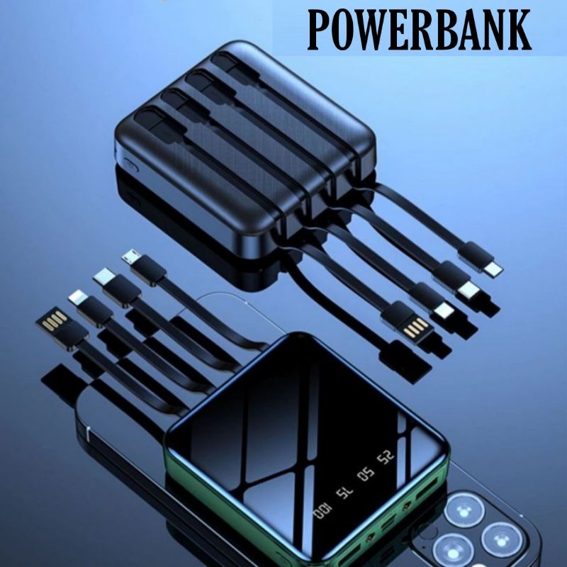 POWER BANK 10000 Mah POWERBANK 4 BUILT IN CABLE FAST CHARGING 2.1 A