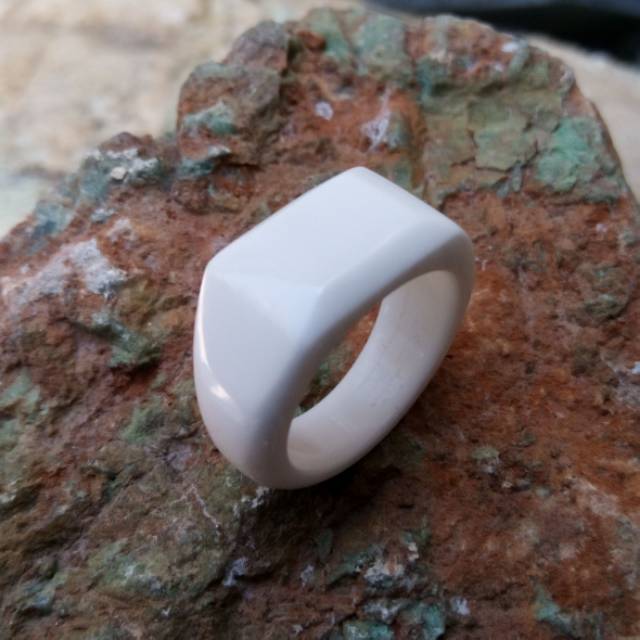 Langka!  Ring Cincin Giok Snow Jade Aceh Model Petak Atas Kualitas Super