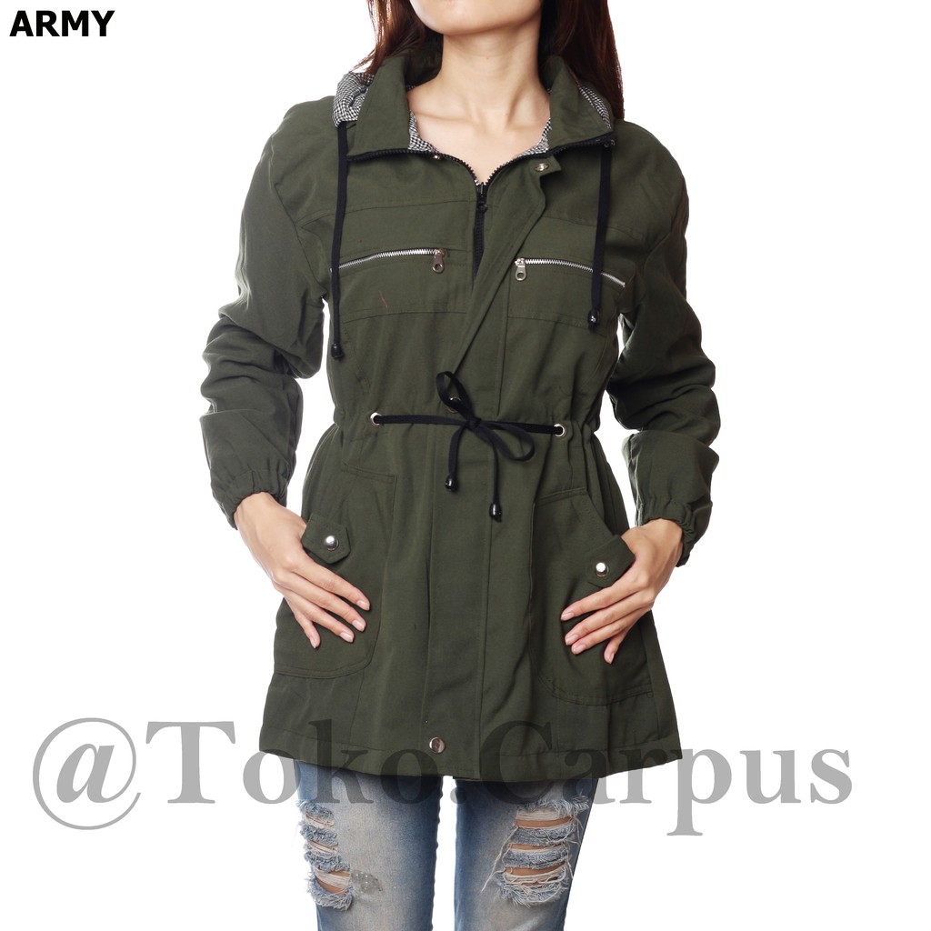 JAKET PARKA CEWE / WANITA HIJAU ARMY TOKO CARPUS
