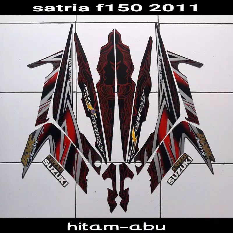 Striping sticker lis body satria f  fu barong 150 thn 2011 hitam abu