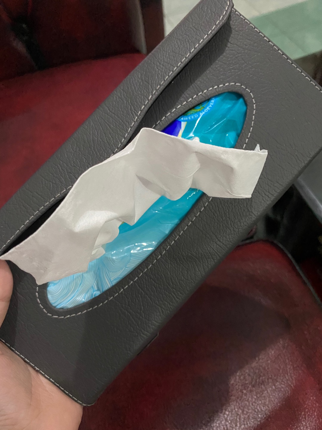 Tempat Tisu - Kotak Tissue Model Jepit Sunvisor Hitam Cream Abu Get