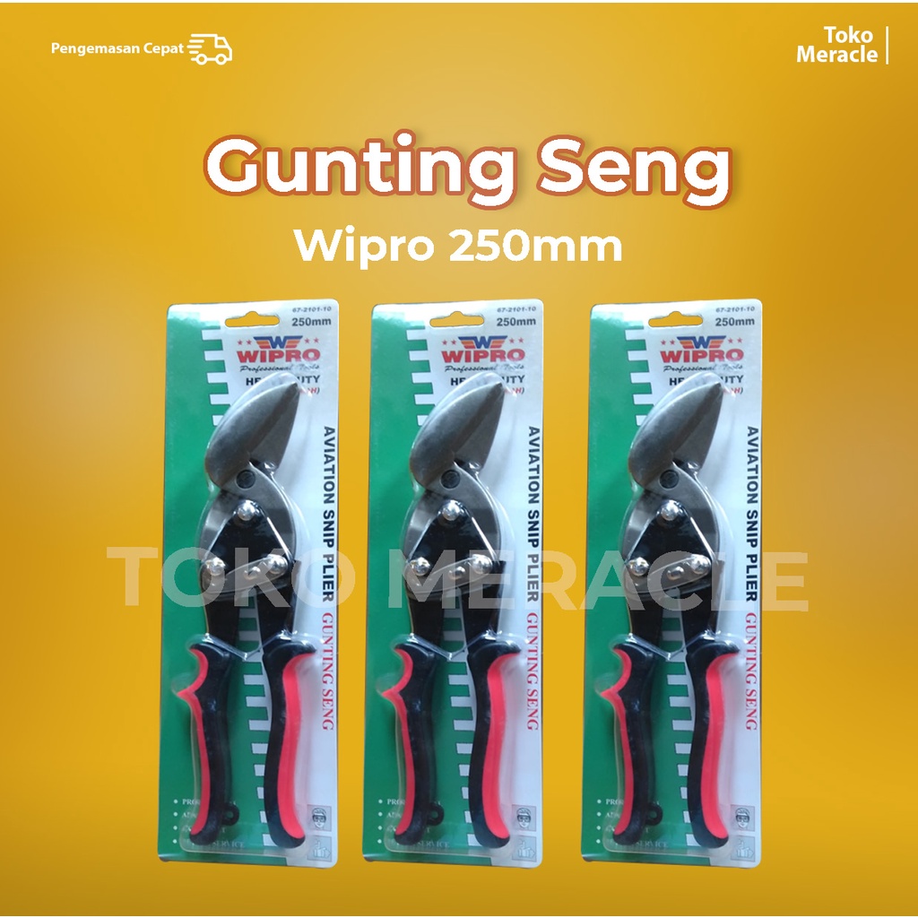 Wipro Gunting Seng Bengkok Kanan untuk Potong Baja Ringan, Seng 250mm (10")