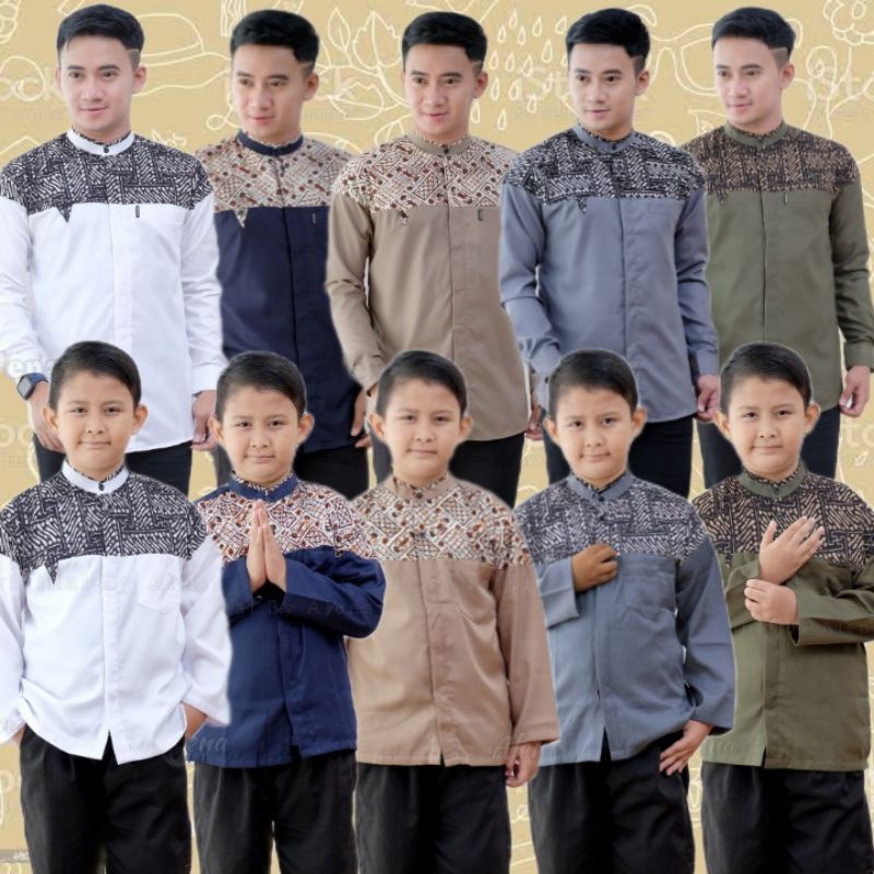 baju Koko muslim pria dewasa dan anak couple|| kemko santri alfahri ||seragam Hadroh terbaru