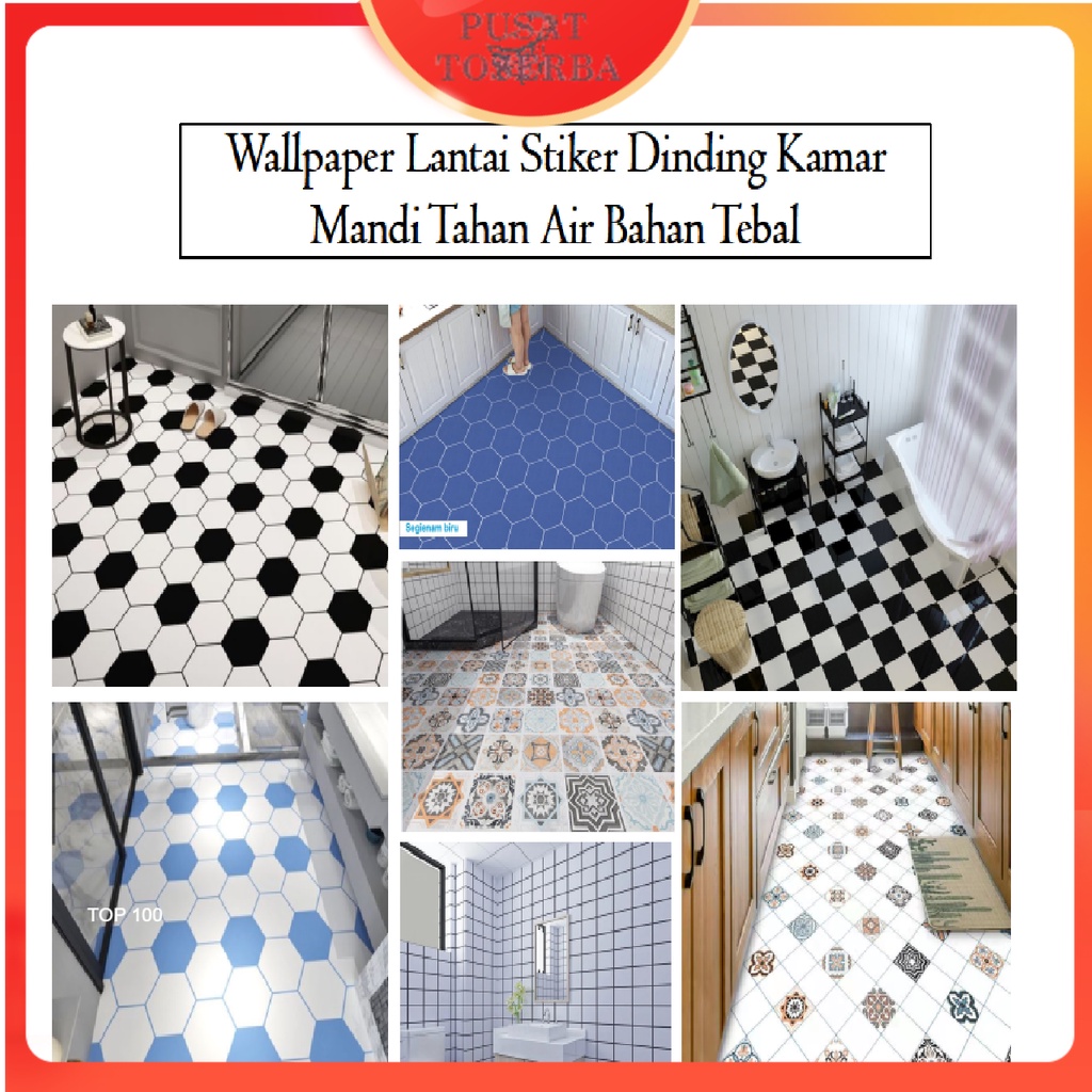 Wallpaper Lantai Stiker Dinding Sticker Dapur Wallpaper Kamar Mandi Tahan Air Bahan Tebal