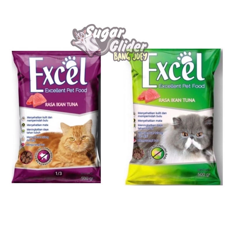 EXCEL MAKANAN KUCING KERING EXCELLENT CAT FOOD RASA IKAN TUNA 500GR 500 GR GRAM ORIGINAL ikan donat