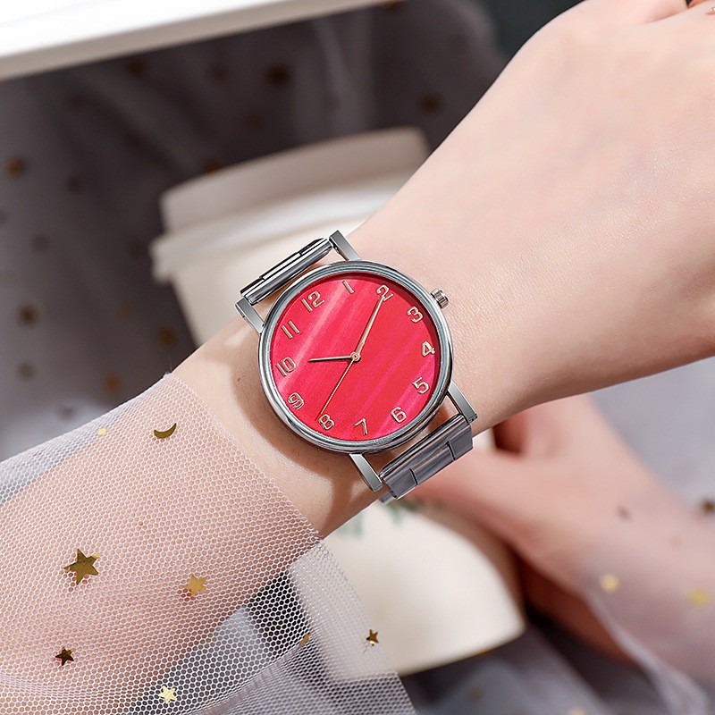 Jam Tangan Gradasi Stainless Steel Analog Quartz Untuk Wanita Dan Pria Fashion Aksesoris Import