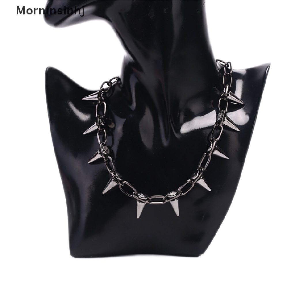 Mor Kalung Choker Punk Gothic Rock Hias Rivet Spike Rantai Sambung Untuk Biker