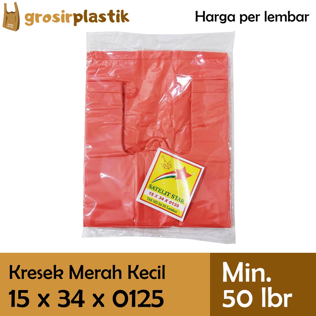

[LBR] Grosir Plastik Kantong Kresek SATELIT STAR 15 x 34 x 0125 Merah M006
