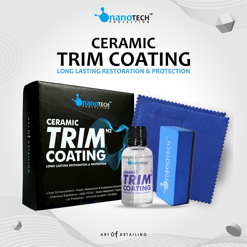 CERAMIC TRIM COATING - nanoTECH PROTECTION - Plastic Trim Restorer - Coating Plastik - Plastik Trim Coating - Coating Dasboard - Coating Plastic - Nano Ceramic Coating 9H 9H+ 10H - Permanent Coating - Back To Black Permanent (beda)