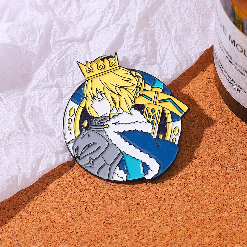 Bros Lencana Enamel Desain Anime Fate stay Night Raja Arthur Untuk Aksesoris Ransel Pakaian