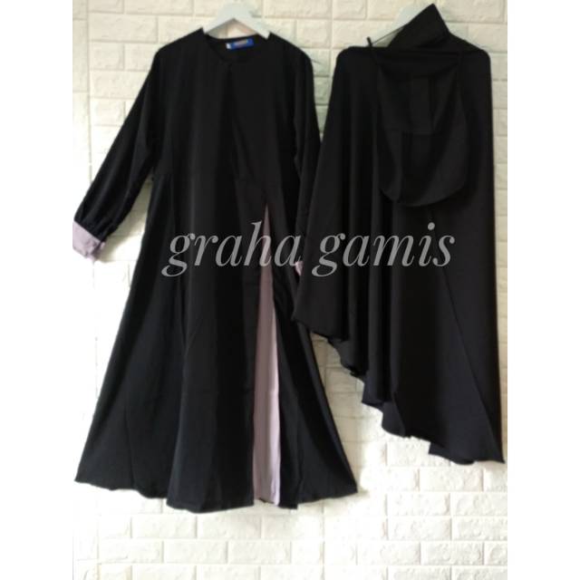 GAMIS + CADAR SHEISRINI'S KOMBI WOLFIS PREMIUM HITAM