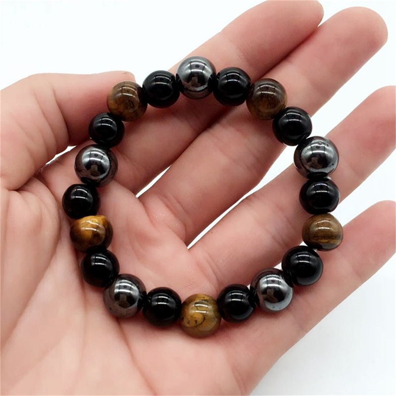 Hbid Gelang Manikmanik Batu Obsidian Hematite Warna Hitam Untuk Priawanita