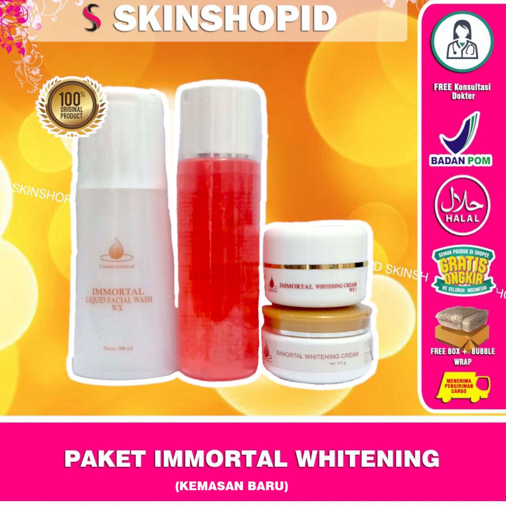 PAKET Immortal Whitening Original / Paket Pemutih Wajah Anti Kusam isi 4 BPOM Aman