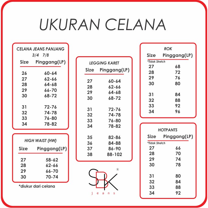 SBK Koleksi Terlaris Celana Jeans Wanita HW (High Waist) 27-30