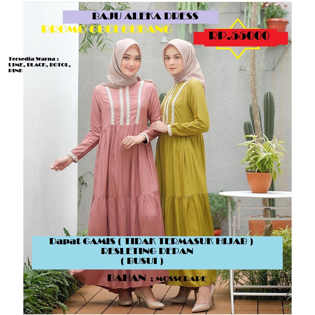 ALEXA MAXY Bahan Matt Moscrepe Baju Gamis Baju Panjang BAJU DRES TERBARU 2022