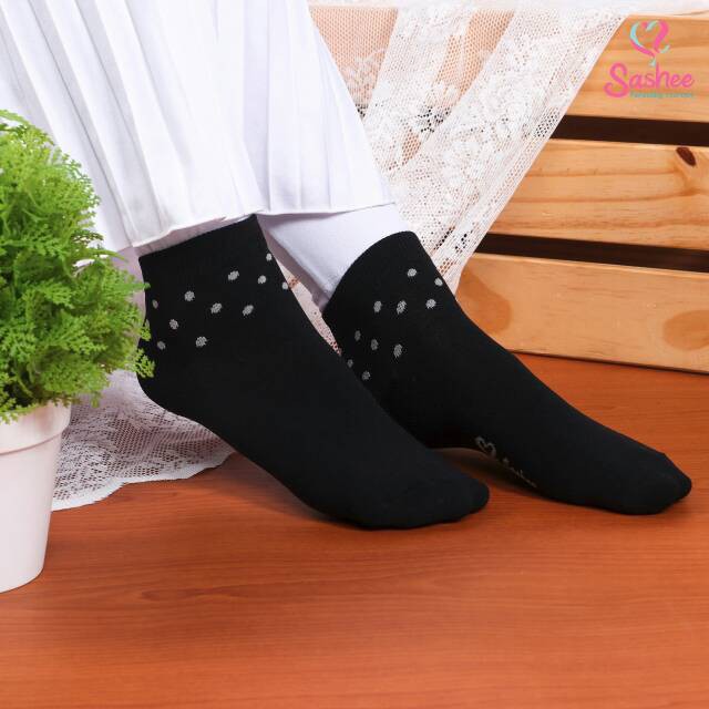 Kaos Kaki Tumit Polka by Sashee | Kaos Kaki Pendek Semata Kaki Motif Polkadot