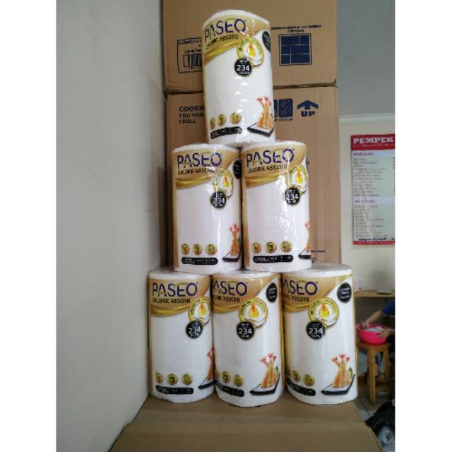Tissue kitchen Paseo 1 rolls / tissue dapur paseo 70 sheets -2 ply calorie absorb