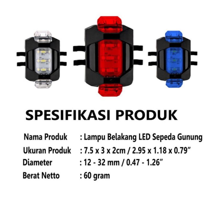 LAMPU BELAKANG SEPEDA USB CHARGER shoopemall