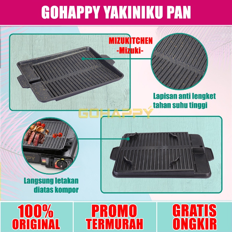 NEW Premium Yakiniku Double Grill Gohappy GHK38 Original grilled pan panci panggang - alat pemanggang