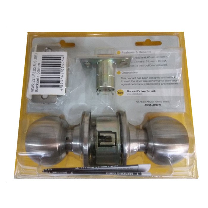 Yale VCA5122 US32D Lockset Knob Gagang Pintu Bulat Kamar Mandi