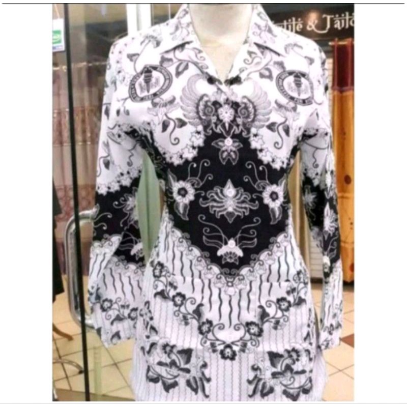 PGRI SERAGAM  GURU INDONESIA PGRI ATASAN SEMI SUTRA PAKAI FURING WANITA ATAU PRIA MOTIF KUSUMA BANGS