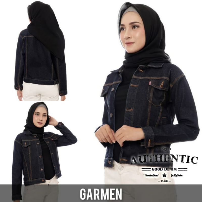 Jaket Jeans Wanita/Cewek Bioblitz | Biowash | Hitam | Garmen Terbaru