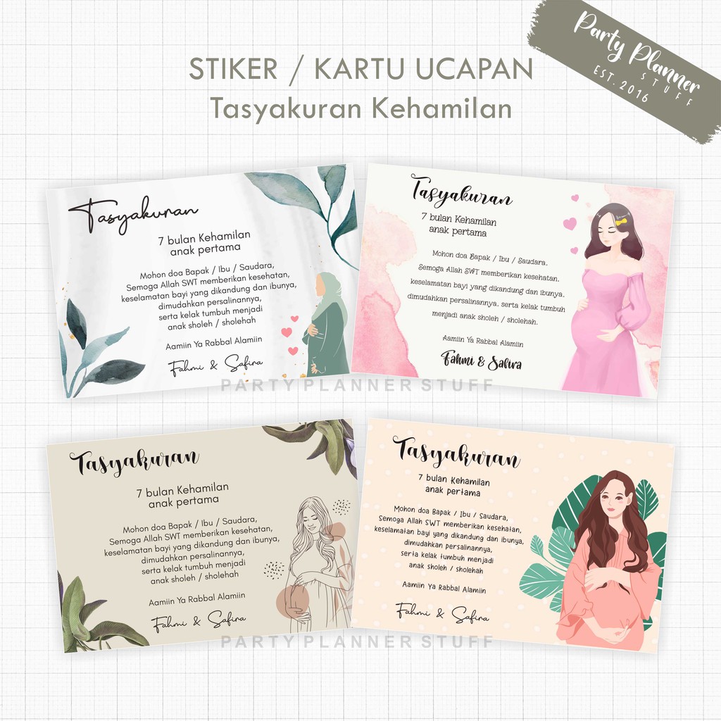 Jual Stiker Kartu Ucapan Tasyakuran Kehamilan 7 Bulanan 4 Bulanan Syukuran Kehamilan Hampers Box 0192