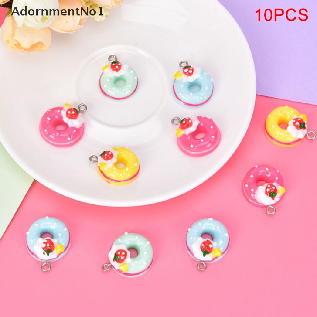 (AdornmentNo1) 10pcs / Set Liontin Bentuk Donat Mini Untuk Dekorasi Perhiasan Charms