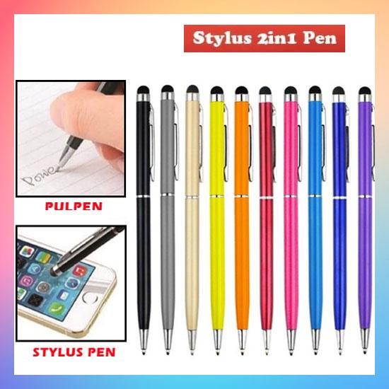 STYLUS PEN 2IN1 HANDPHONE SENSITIVE TOUCH SCREEN / STYLUS PEN IPAD IOS ANDROID TABLET / PULPEN BALLPOINT STYLUS PENA / Stylus + Pen 2IN1 Ballpoint Pulpen Smartphone Hp Touchscreen Touch Screen Pena Sensitive Tablet