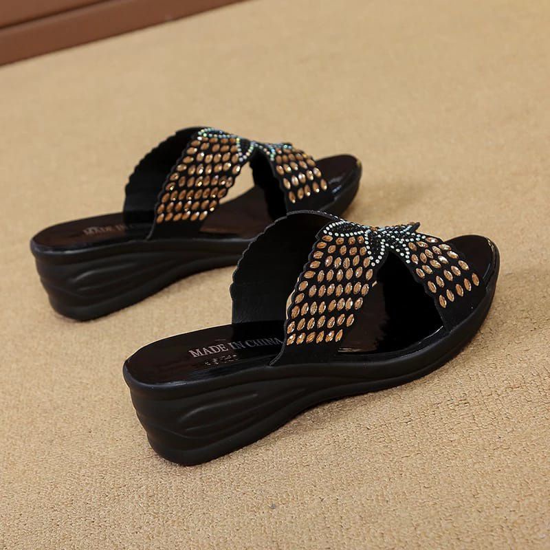 Sandal Wanita Calbi Terbaru-Sandal Wedges Wanita Kekinian-Sandal Pesta Ibu ibu Kondangan