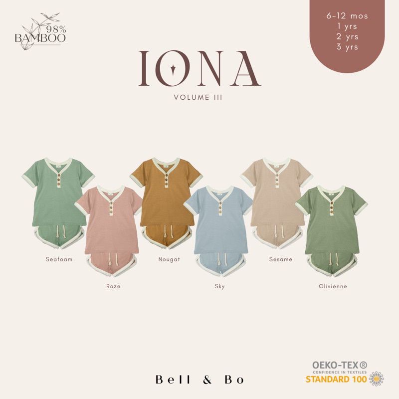 SETELAN ANAK PENDEK BELL &amp; BO IONA BAMBOO (BAHAN KATUN BAMBU ADEM)