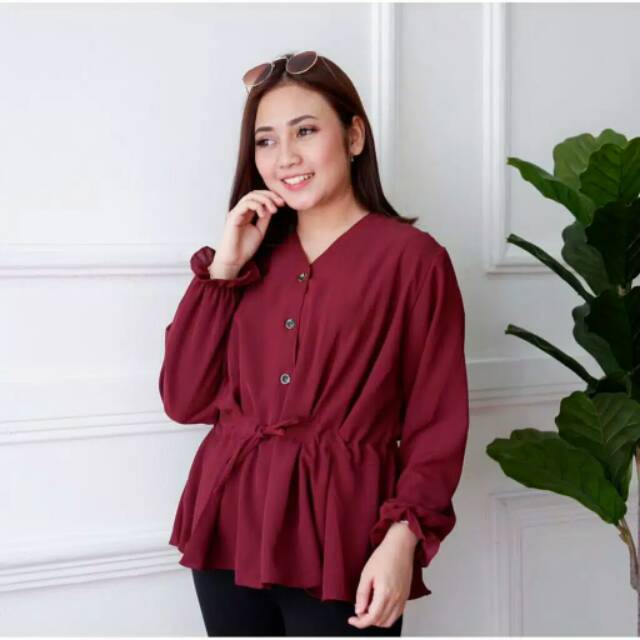 KIARA BLOUSE | ATASAN POLOS WANITA | BLOUSE KANCING | BLOUSE WANITA ( 1KG MUAT 7PCS )