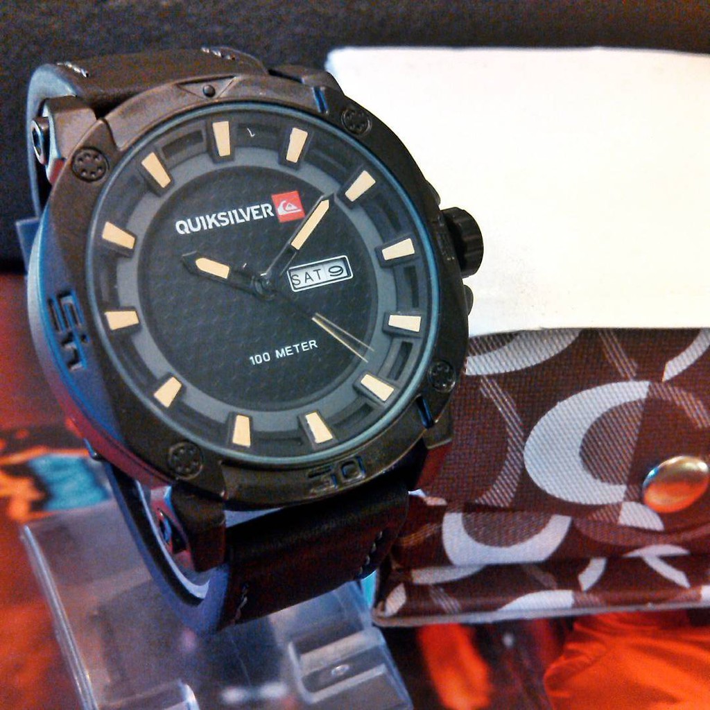 Quicksilver Beluka Series List Yellow Comby Fullblack Leather Strap