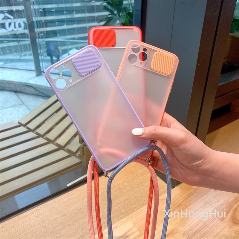 All-Inclusive Push-Pull Lens Protective Cover Dengan Lanyard Anti-drop Dan Anti-lost Ponsel Case Untuk IPhone 11 12 Pro Max Mini 7 8 SE2 Plus X Xr Xs Max