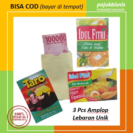 3 PCS AMPLOP LEBARAN UNIK / AMPLOP VIRAL / AMPLOP LEBARAN LUCU