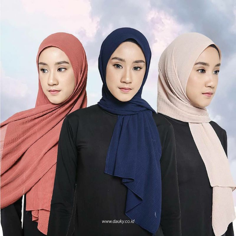 DAUKY HIJAB PASHMINA PLISKET POLOS SELENDANG POLOS TERBARU PASHMINA PRISHA