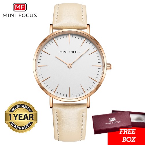 Jam Tangan Wanita MINI FOCUS Original Casual Elegant Tali Kulit MF0318L