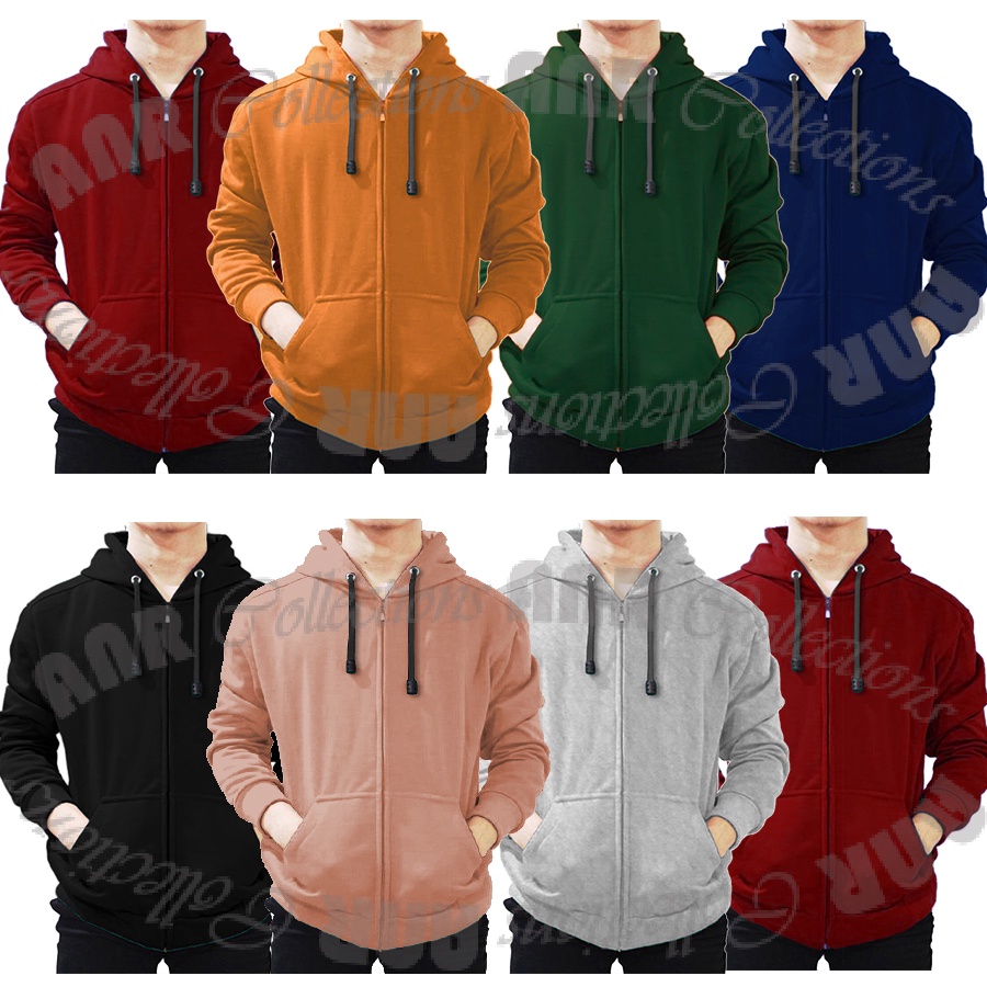 Jaket Sweater Zipper Polos - Hitam / Misty / Navy / Maroon / Hijau Botol / Mustard