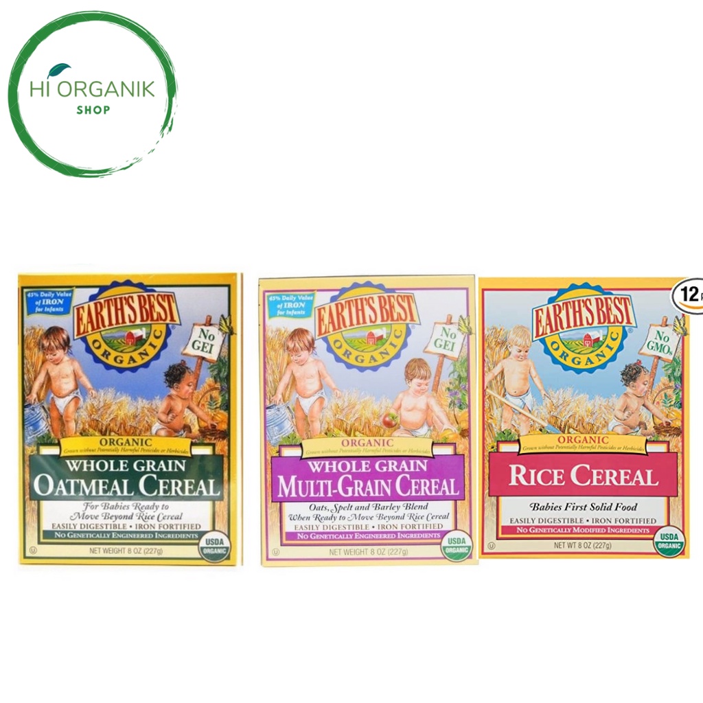 

Earth's Best Whole Grain Oatmeal Cereal ; Rice Cereal ; Whole Grain Multi-Grain Cereal - Baby Cereal