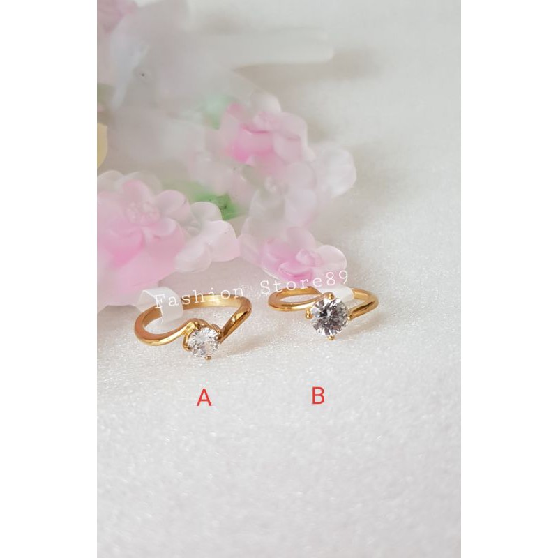 cincin fashion impor titanium Baru bestseller bestquality titanium emas permata putih fashion