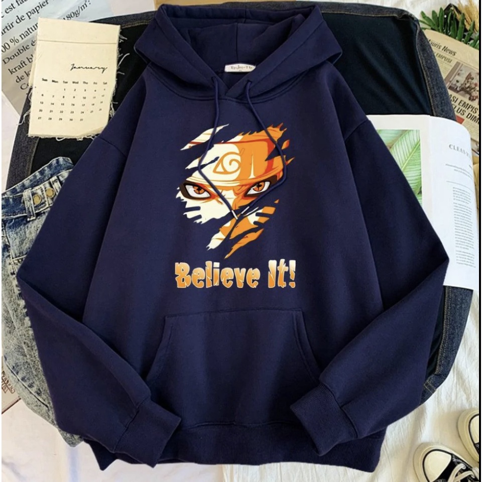 BELIEV IT! NARUTO Anime Jumper Hoodie II Sweater Hoodie Anime II Sweter Oblong Topi Sz M - XL ( Pria &amp; Wanita / Anak &amp; Dewasa )