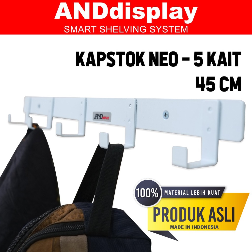 HOOK BAJU NEO 5 KAIT PUTIH GANTUNGAN SERBAGUNA KAPSTOK DINDING ANDDISPLAY