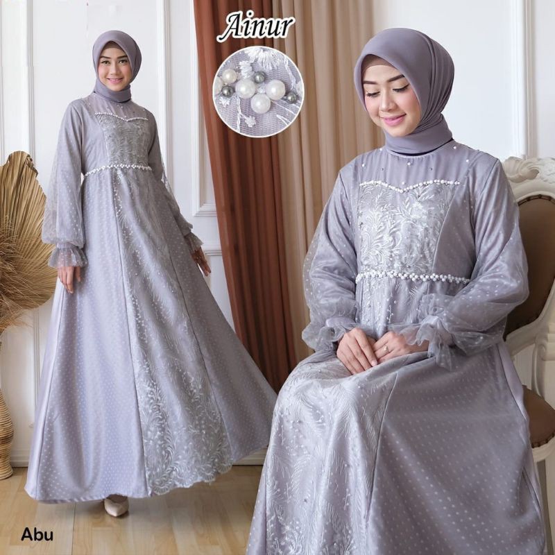 dress pesta mewah ainur gamis kondangan fashion ori