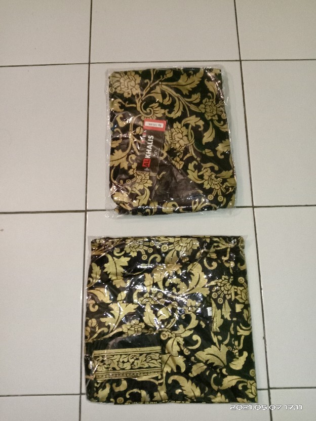 Batik Gamis Murah Hitam Kembang Baju Atasan Wanita Seragam Pekalongan Alkhalis