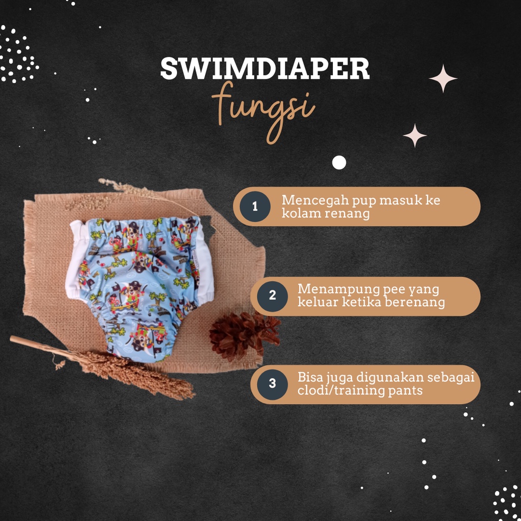 Klodiz Swim Diaper Celana Pampers Kain Popok Renang Anti Air Bayi Bisa di Cuci Size 1