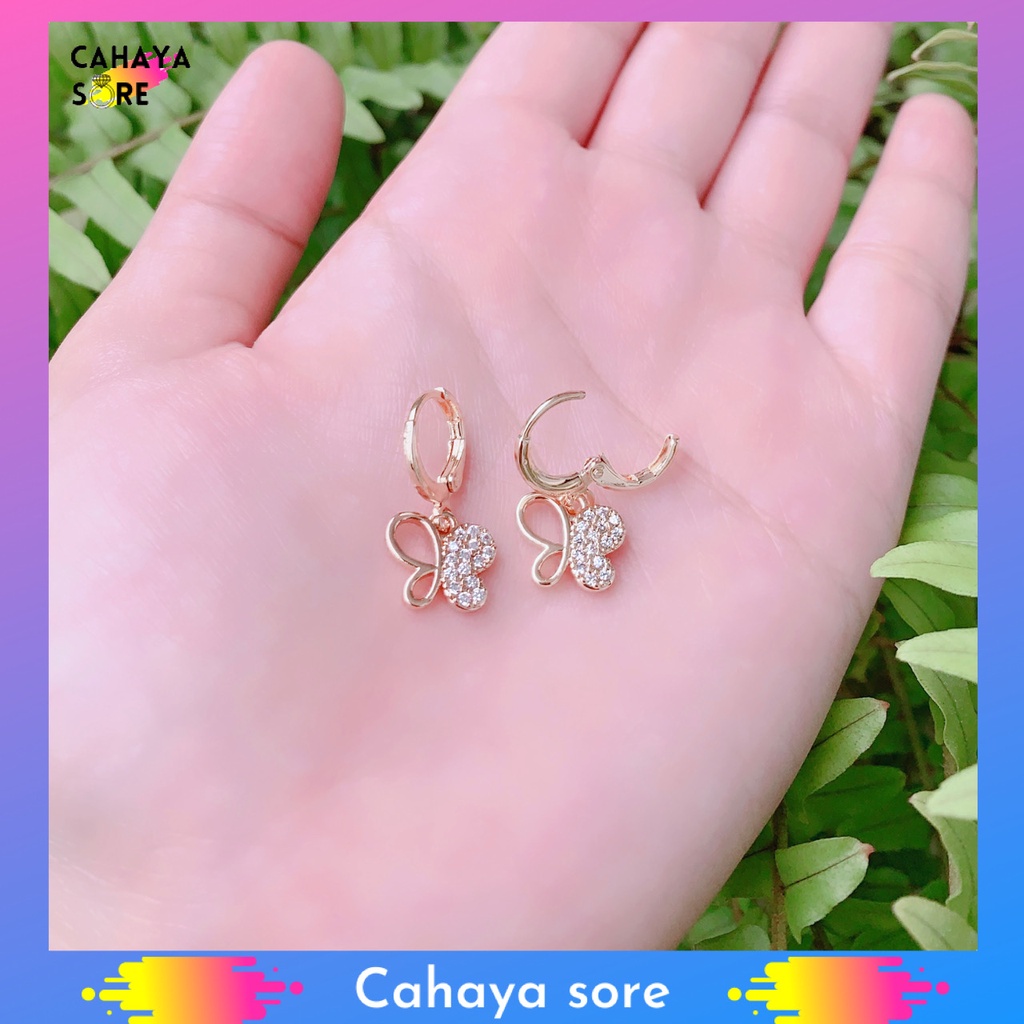 Anting Xuping Gold Anting Dewasa Model Clip Permata Love AD35