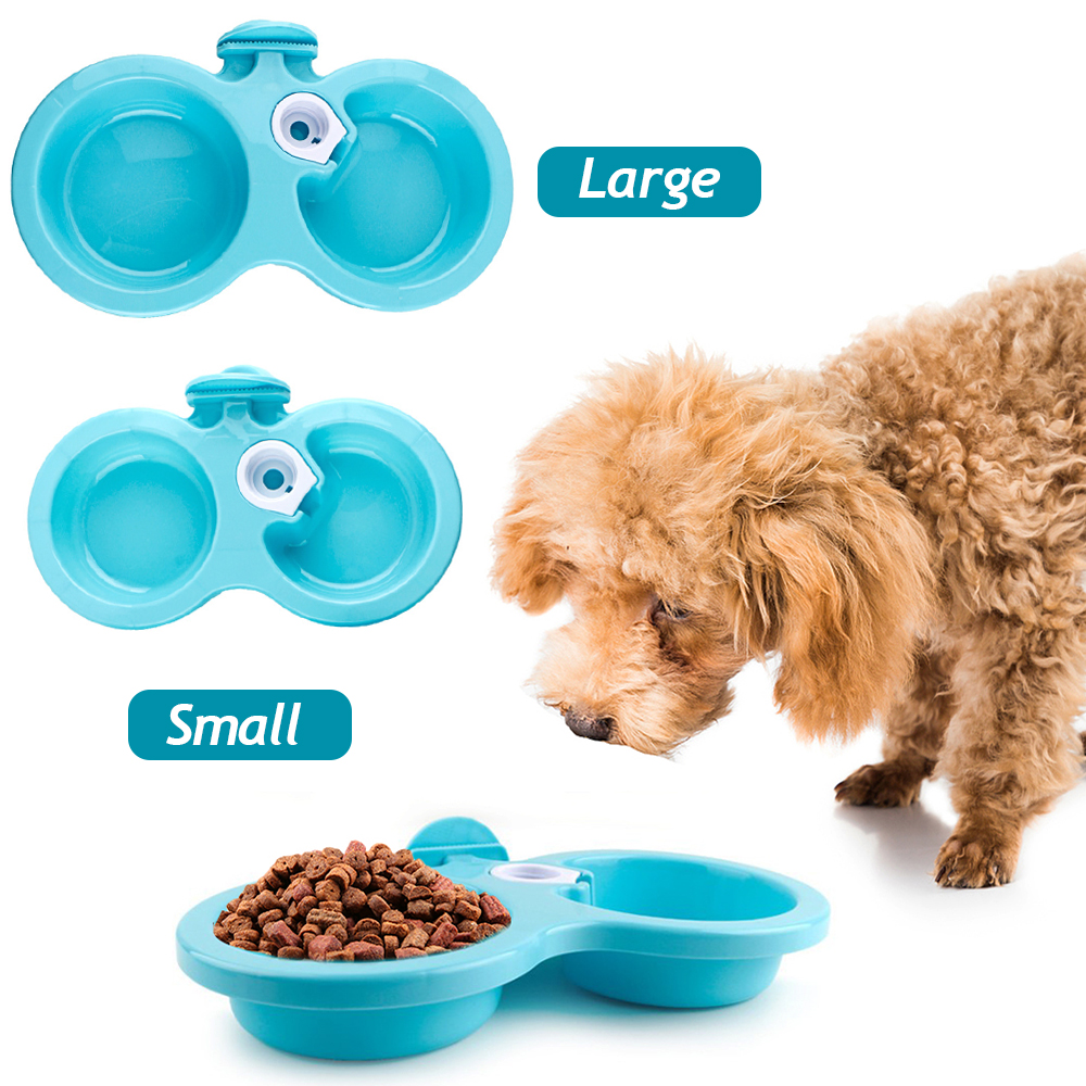 【TK】Pet Feeder Dog Anti Bite Detachable Hanging Double Bowls Puppy Food Auto Water Dispenser Dish Supplies